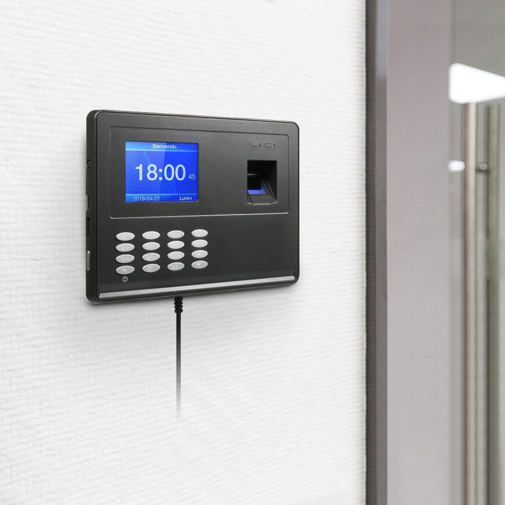 2.8inch TFT LCD Display Biometric USB Fingerprint Attendance Machine Time Clock Employee Checking-in Recorder - Black / EU Plug