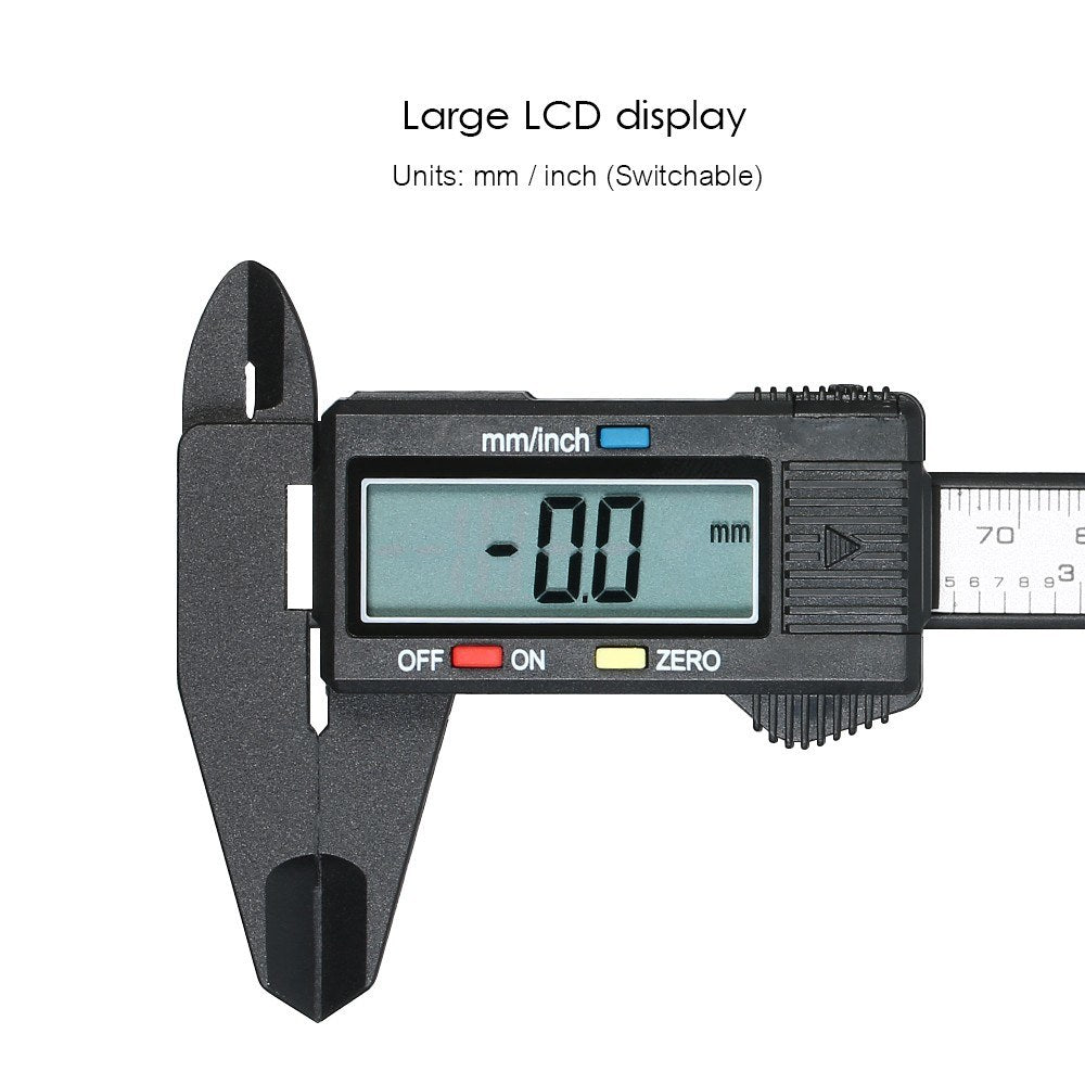 High Precision Digital Caliper 150mm Scales Callipers mm / inch Large LCD Display Vernier Caliper - Black / Silver