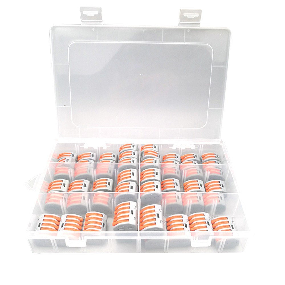 60pcs Cable Connector Wire Junction Compact Box Connectors Quick Terminals with 2/3/5 Way - Grey/Orange