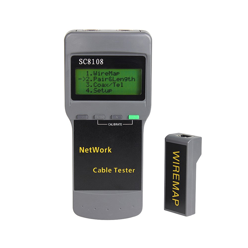 SC8108 Multifunctional Portable LCD Digital Display Network Tester LAN Phone Cable Meter - Black