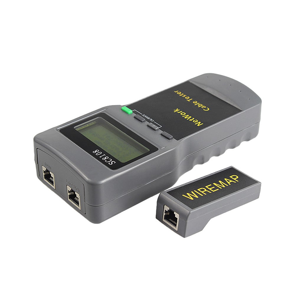 SC8108 Multifunctional Portable LCD Digital Display Network Tester LAN Phone Cable Meter - Black