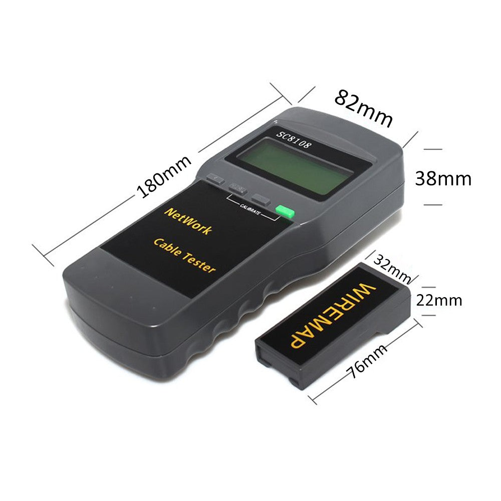 SC8108 Multifunctional Portable LCD Digital Display Network Tester LAN Phone Cable Meter - Black