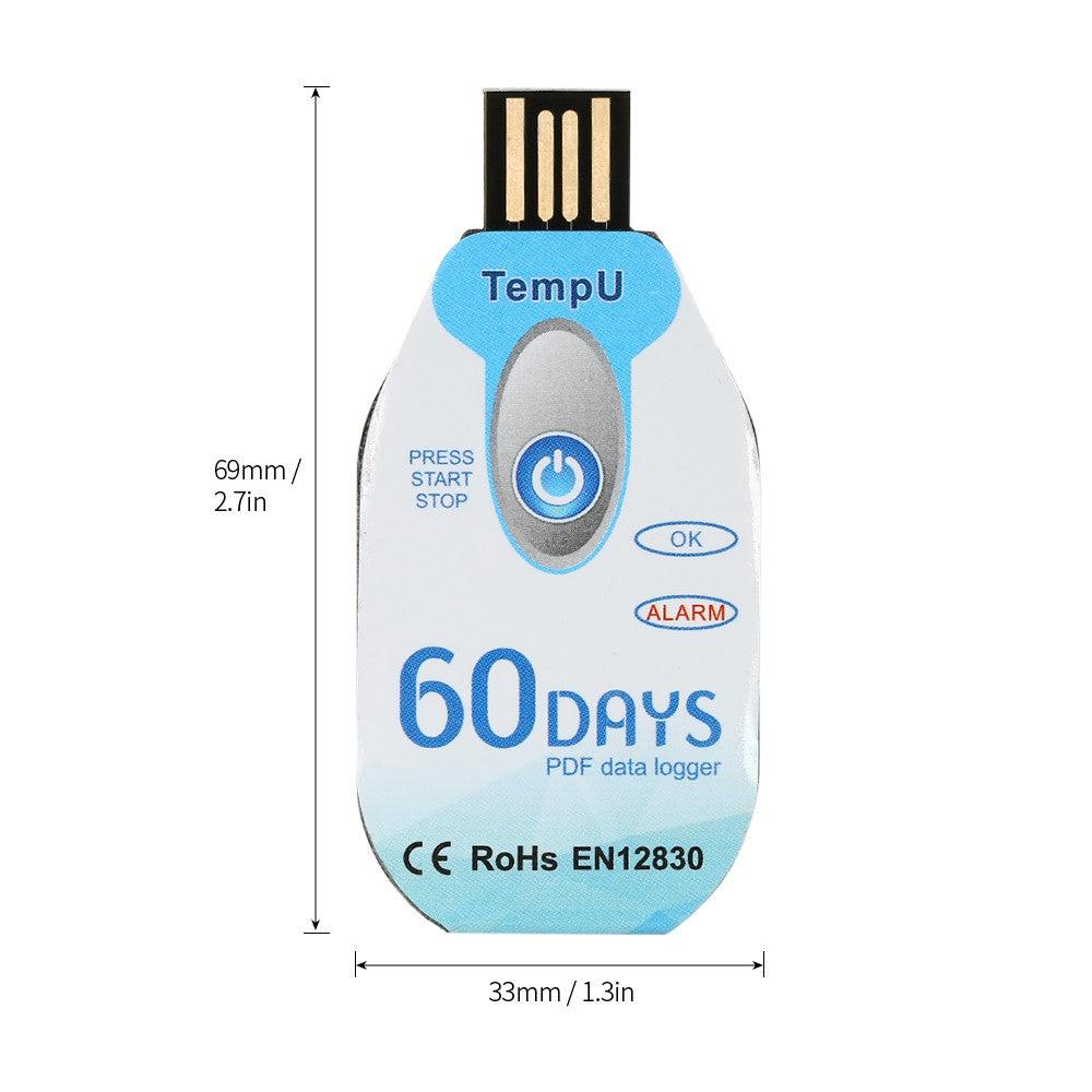 Waterproof USB 2.0 PDF Disposable Temperature Data Logger 60 Days Cold Chain Thermometer Recorder