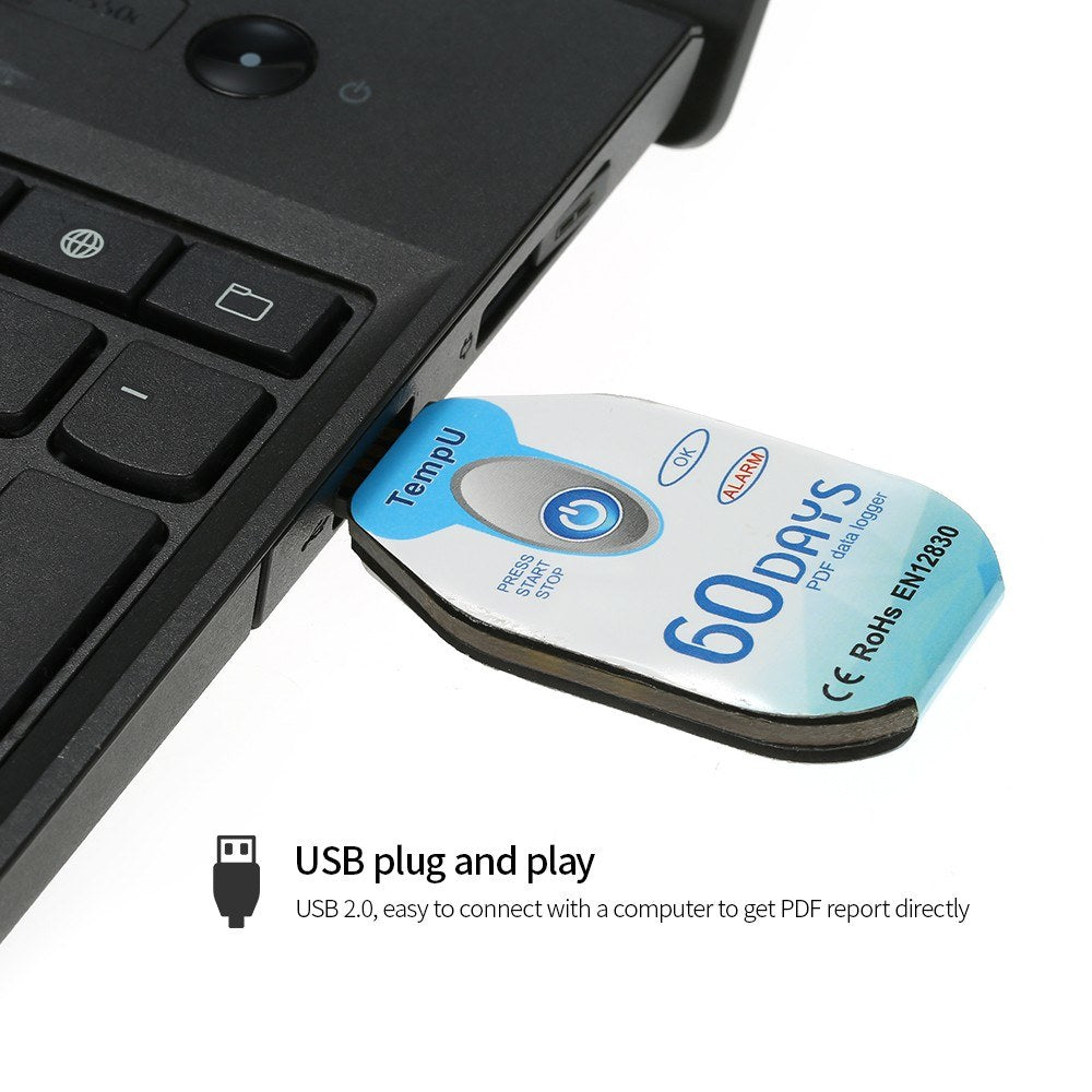 Waterproof USB 2.0 PDF Disposable Temperature Data Logger 60 Days Cold Chain Thermometer Recorder