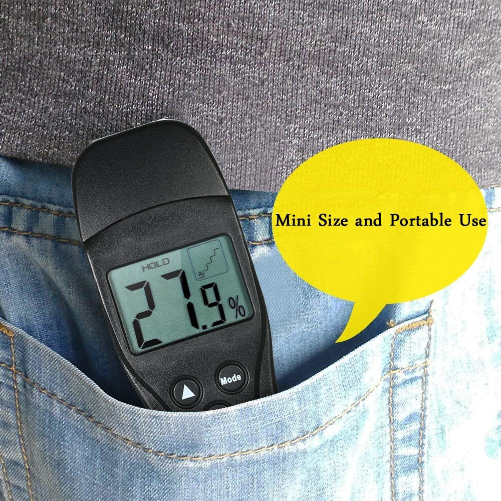 Handheld Mini Moisture Meter Digital LCD Lumber Damp Meter Wood Moisture Detector Humidity Tester for Timber Wood Drywall Plants Sheetrock Brick Mortar Concrete with 2 Pin Probe Range 0%?54%