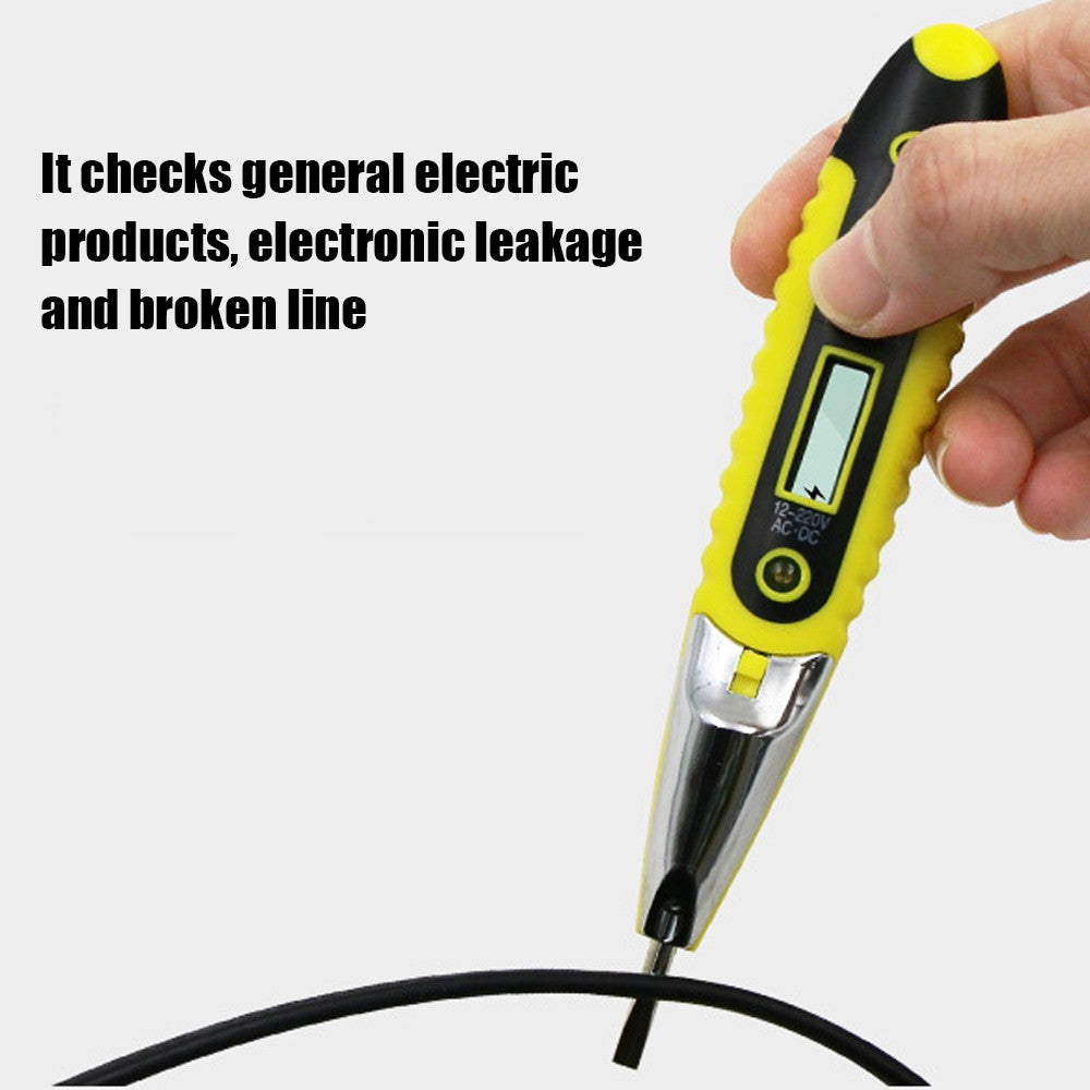 AC DC Electric Test Pen with Night Sight Voltage Detector Tester Tool 12-220V LCD Digital Electrical Multiple Sensor