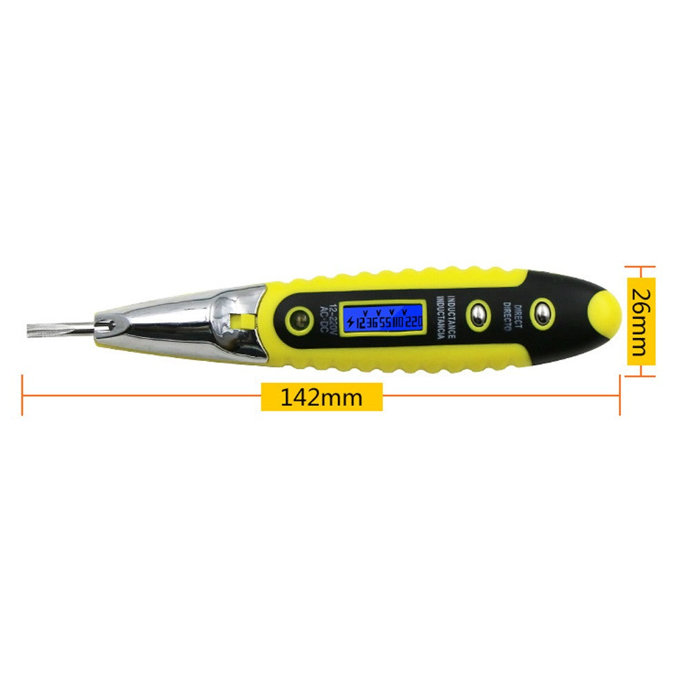 AC DC Electric Test Pen with Night Sight Voltage Detector Tester Tool 12-220V LCD Digital Electrical Multiple Sensor