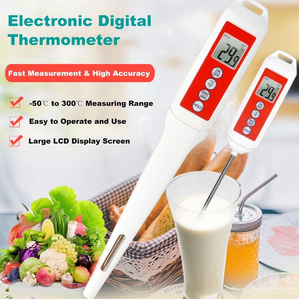Electronic Digital Thermometer BBQ Cooking Meat Food Temperature Tester High Accuracy with LCD Display Temperature Gauge Kitchen Tools