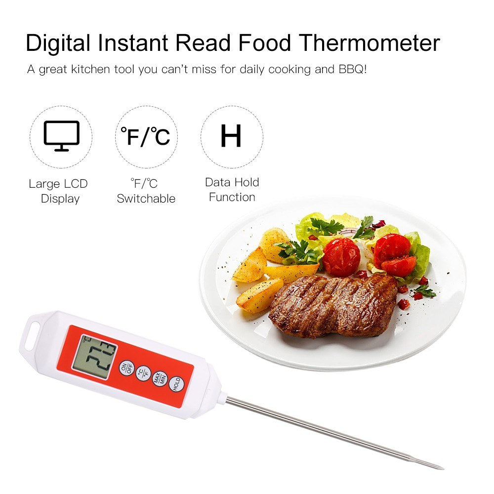 Electronic Digital Thermometer BBQ Cooking Meat Food Temperature Tester High Accuracy with LCD Display Temperature Gauge Kitchen Tools