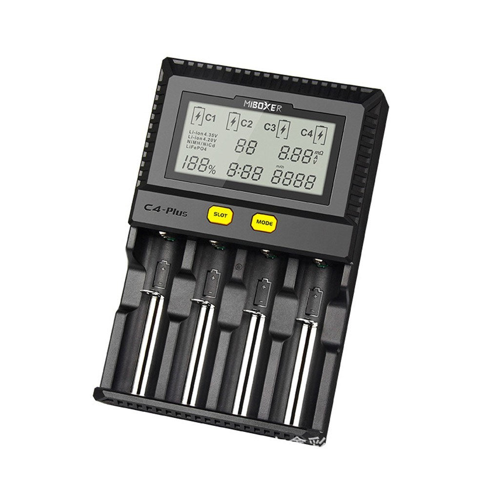 MIBOXER C4-plus Battery Charger Intelligent Universal 2.5A 4 Bay LCD Display - Black