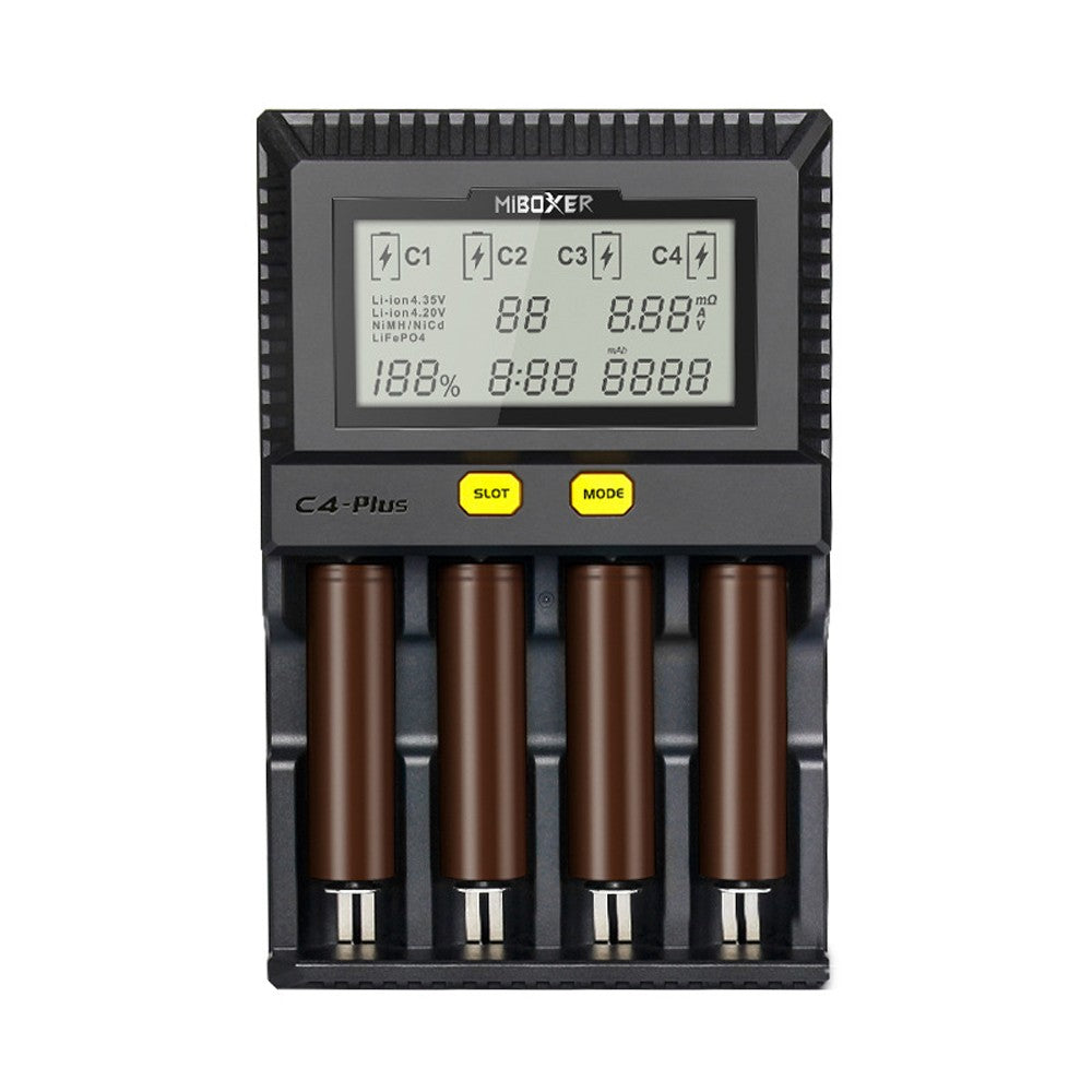 MIBOXER C4-plus Battery Charger Intelligent Universal 2.5A 4 Bay LCD Display - Black