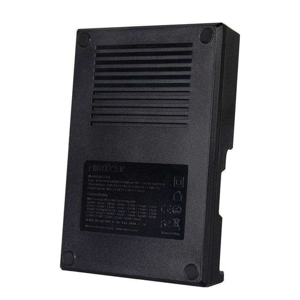 MiBOXER Intelligent Universal 1.5A 4 Bay LCD Display Battery Charger for 18650 Li-ion LiFePO4 Ni-MH Ni-Cd AA 21700 18490 17670 R13650 17355 16340