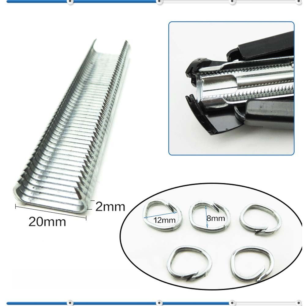 Mini Handheld Portable C-nail Supermarket Sealing Pliers Animal Husbandry Cage Binding Tool - 1 Box of Nails