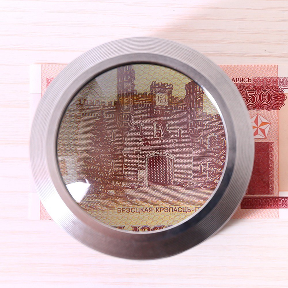 5X Portable Handheld Magnifier with 3 LED Light Desktop Magnifier with Storage Pouch