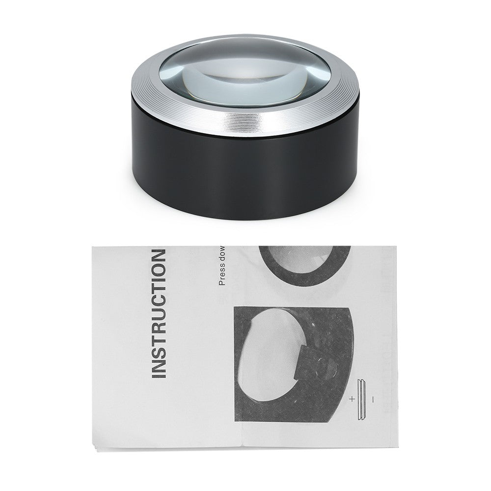 5X Portable Handheld Magnifier with 3 LED Light Desktop Magnifier with Storage Pouch