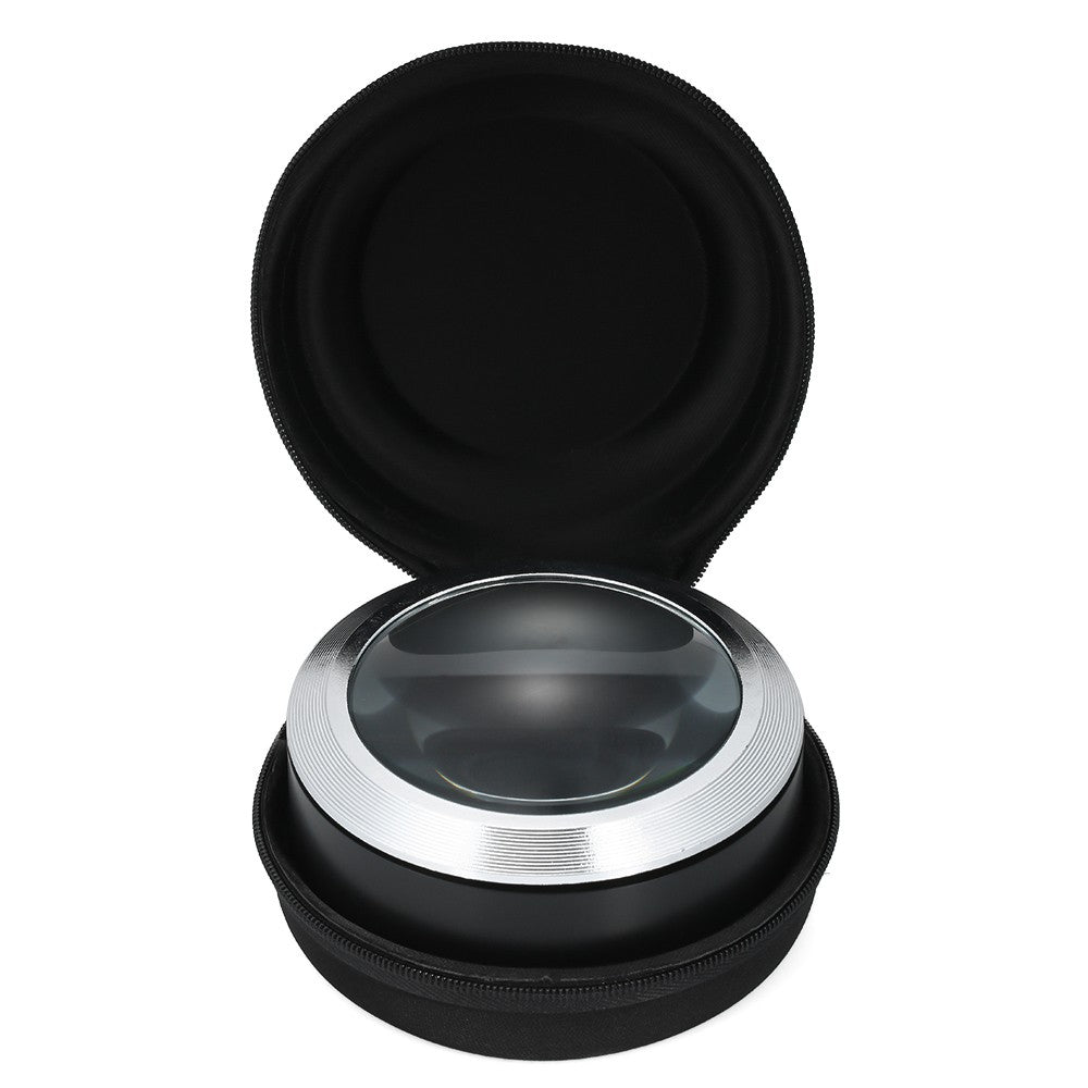 5X Portable Handheld Magnifier with 3 LED Light Desktop Magnifier with Storage Pouch