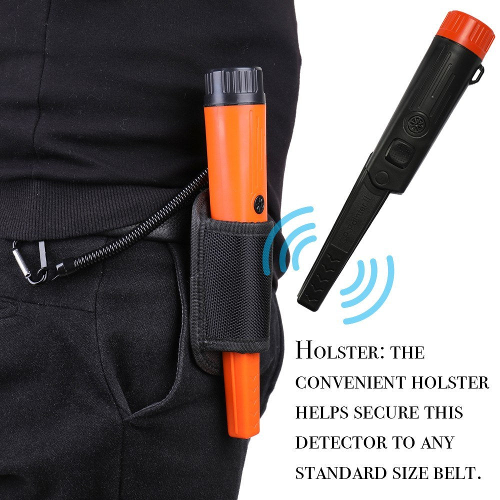 Waterproof Handheld Metal Detector with LED Light Treasure Archaeological Gold Locator Pointer - Black