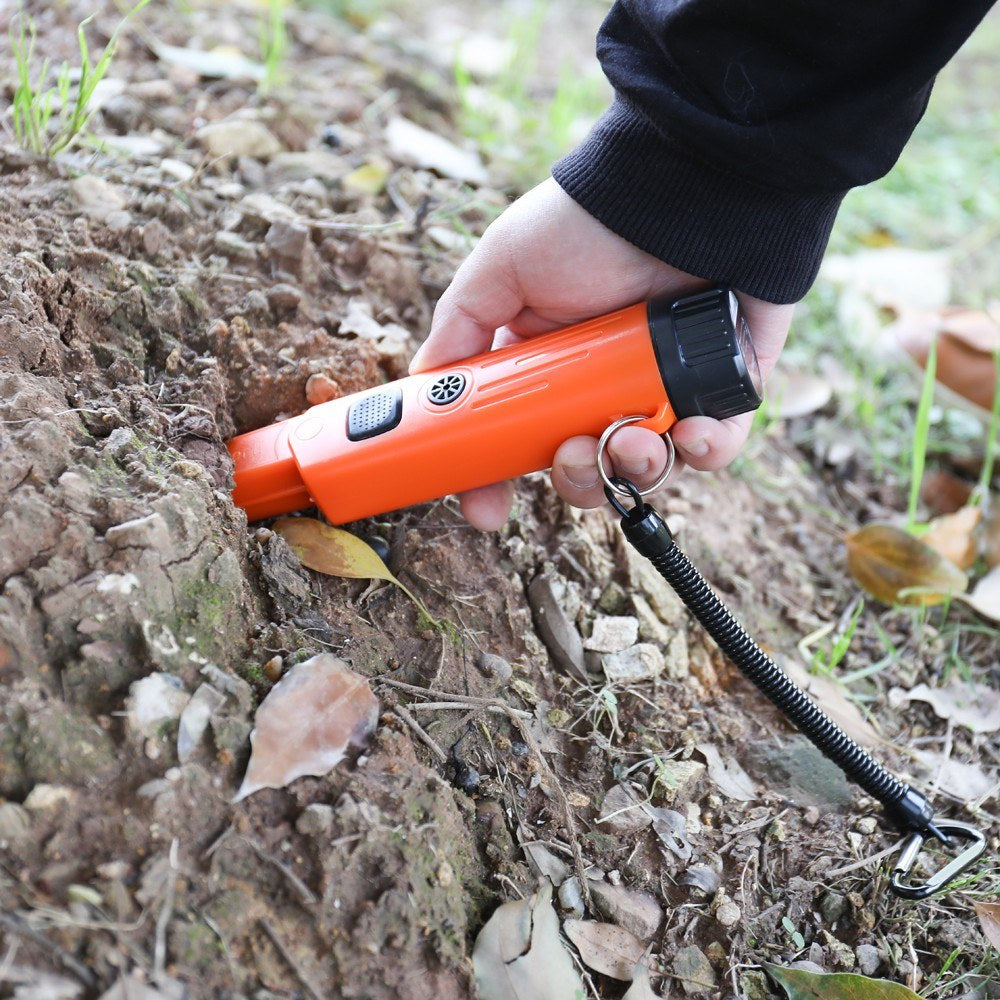 Waterproof Handheld Metal Detector with LED Light Treasure Archaeological Gold Locator Pointer - Black