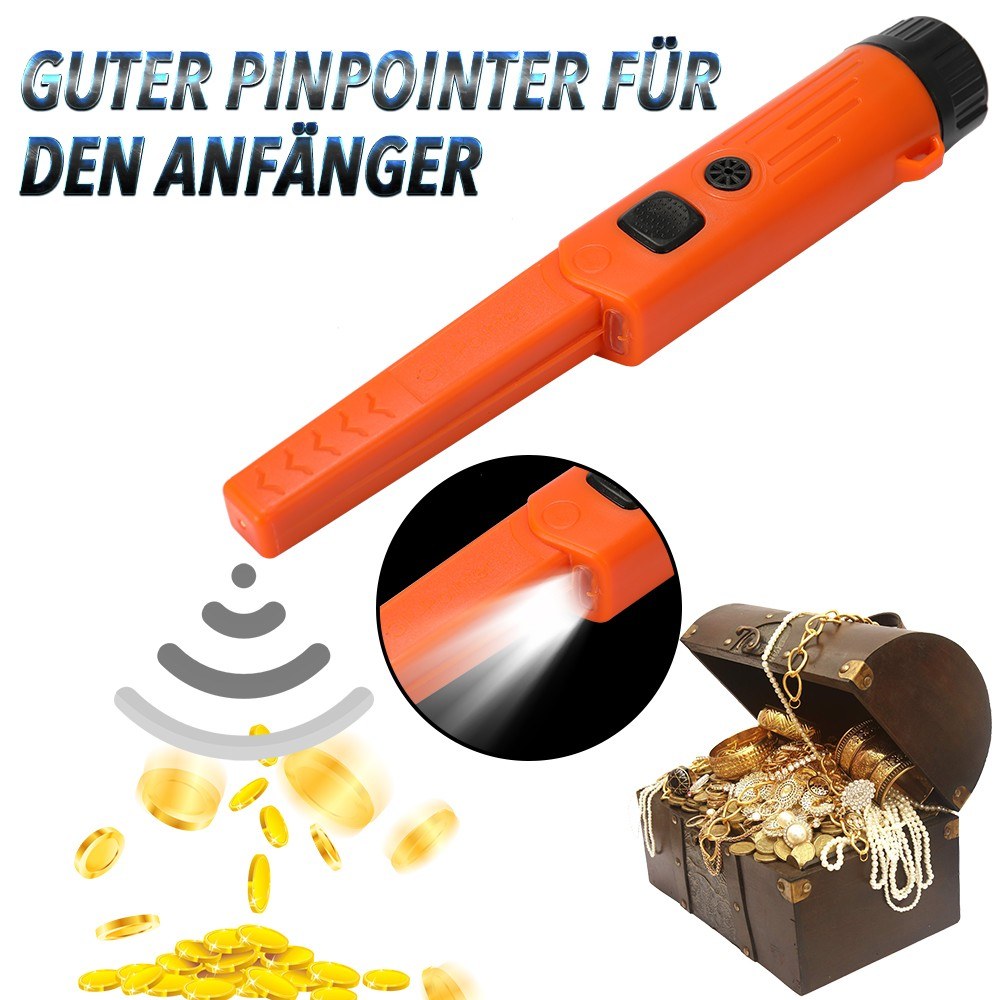 Waterproof Handheld Metal Detector with LED Light Treasure Archaeological Gold Locator Pointer - Black