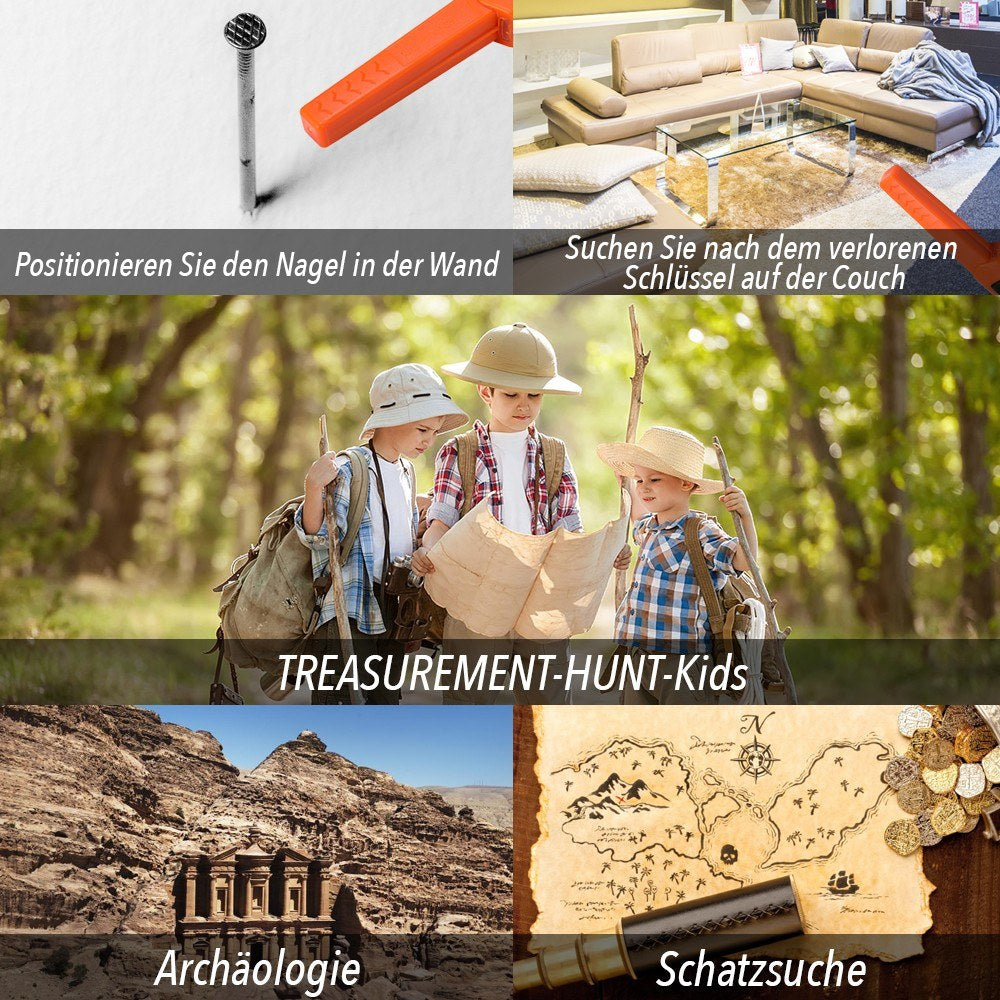 Waterproof Handheld Metal Detector with LED Light Treasure Archaeological Gold Locator Pointer - Orange