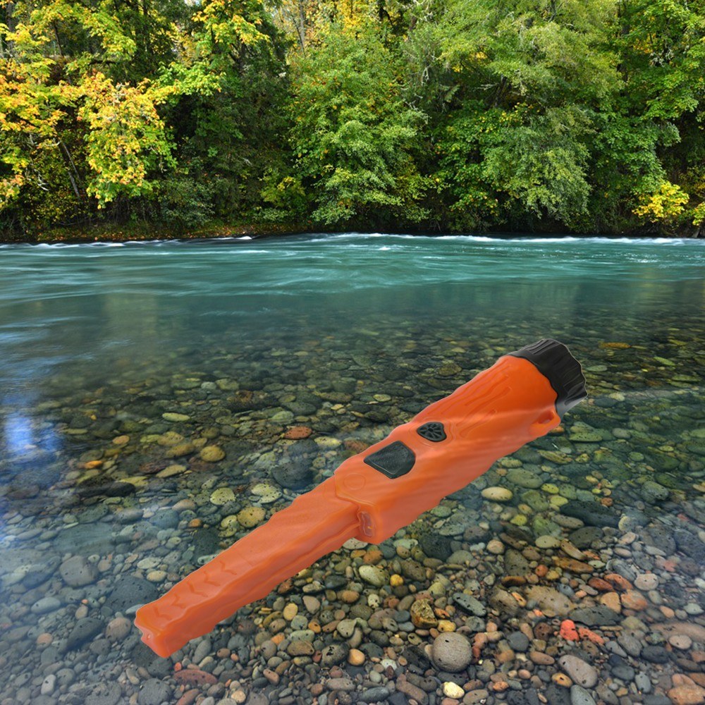 Waterproof Handheld Metal Detector with LED Light Treasure Archaeological Gold Locator Pointer - Orange