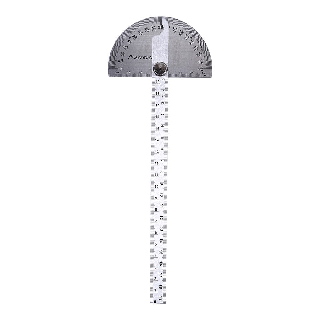 Stainless Steel 180 Degree Protractor Angle Finder Rotary Woodworking Measuring Ruler - One Arm, 195mm/7.68in