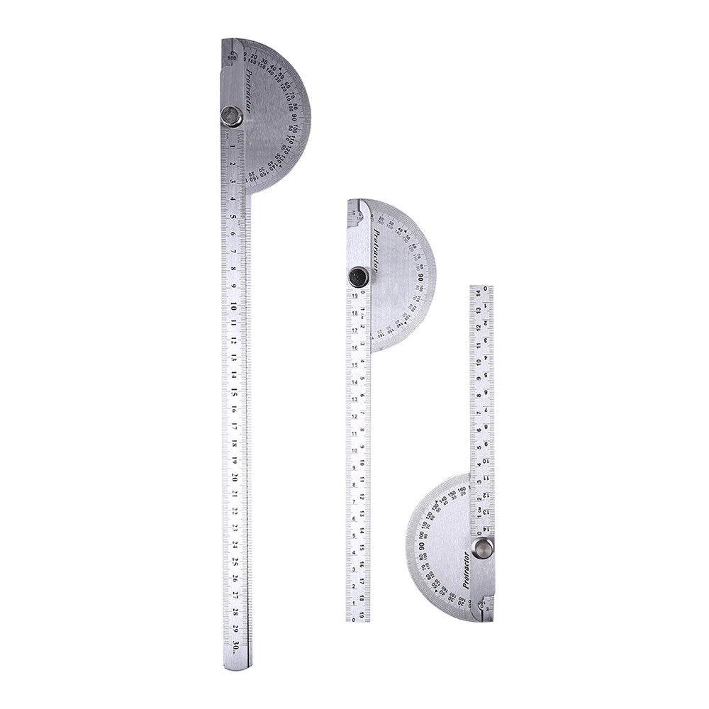 Stainless Steel 180 Degree Protractor Angle Finder Rotary Woodworking Measuring Ruler - One Arm, 195mm/7.68in