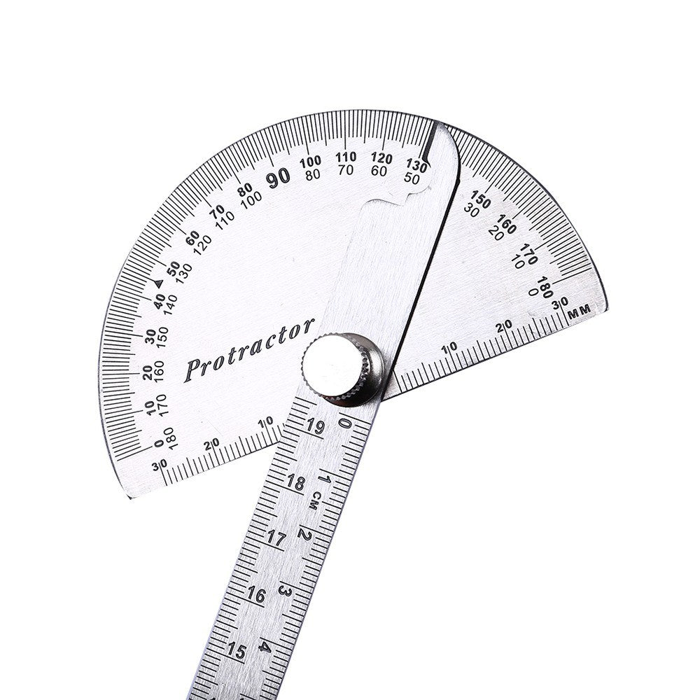 Stainless Steel 180 Degree Protractor Angle Finder Rotary Woodworking Measuring Ruler - One Arm, 195mm/7.68in