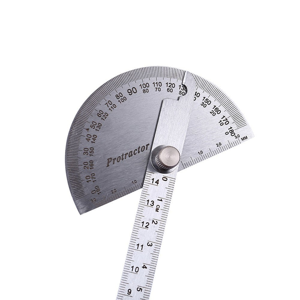 Stainless Steel 180 Degree Protractor Angle Finder Rotary Woodworking Measuring Ruler - One Arm, 145mm/ 5.71in