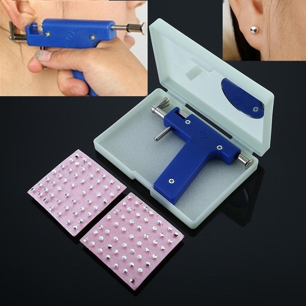 Professional Ear Nose Navel Piercing Machine with Ears Studs Tools Stainless Steel Body Piercing Tool Kit - Type 2