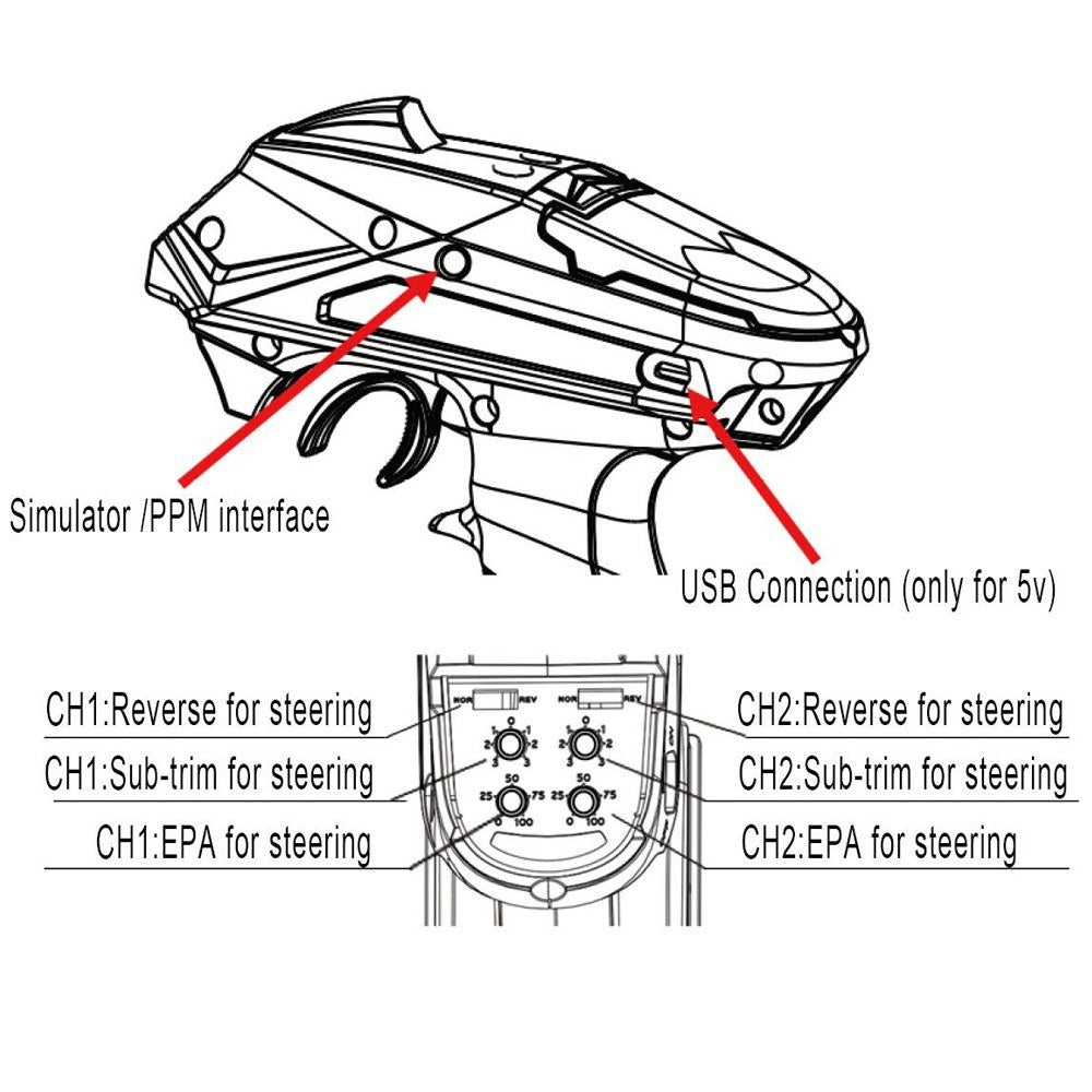 ZINO X4 2.4G 6CH Remote Control Transmitter with Receiver - Black