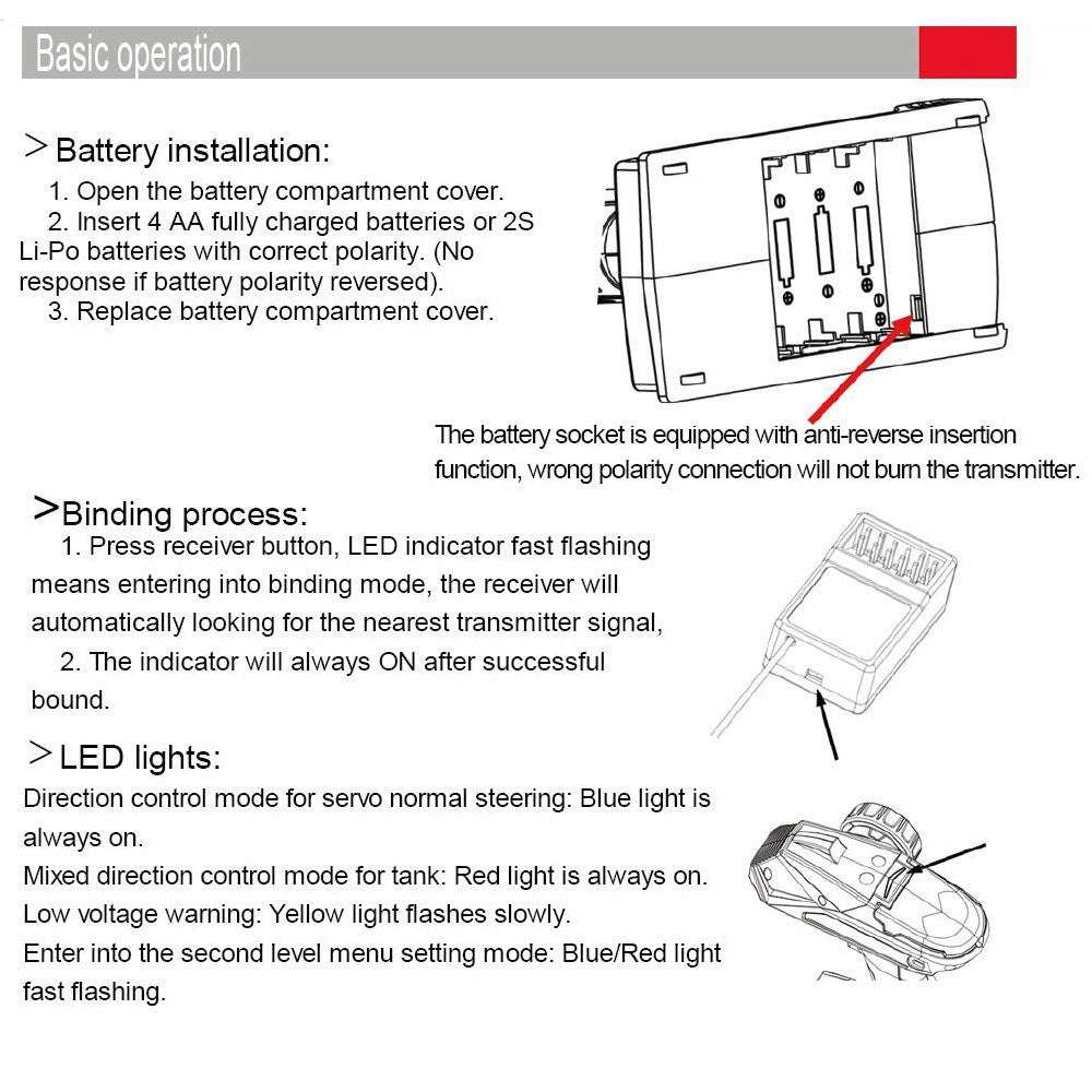ZINO X4 2.4G 6CH Remote Control Transmitter with Receiver - Black