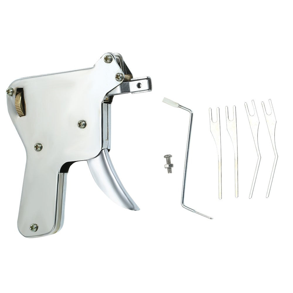Strong Lock Pick Gun Locksmith Tool Door Lock Opener Wrench Manual Lock Pick Gun Set - Silver