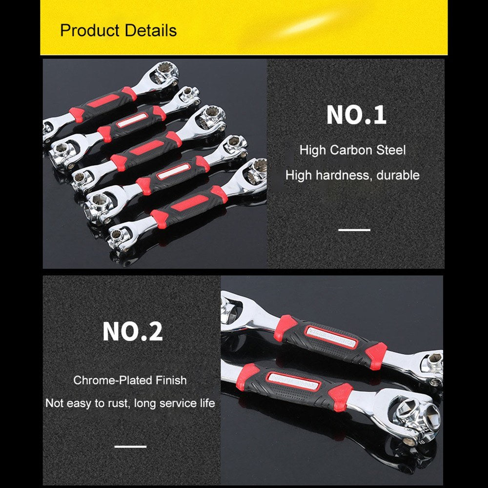 48-in-1 Socket Wrench Multifunction Universal 360 Degree Socket Spanner Wrench Rotating Tool Torx Square Damaged Bolts and Any Size Standard or Metric Home and Auto Repair Tools