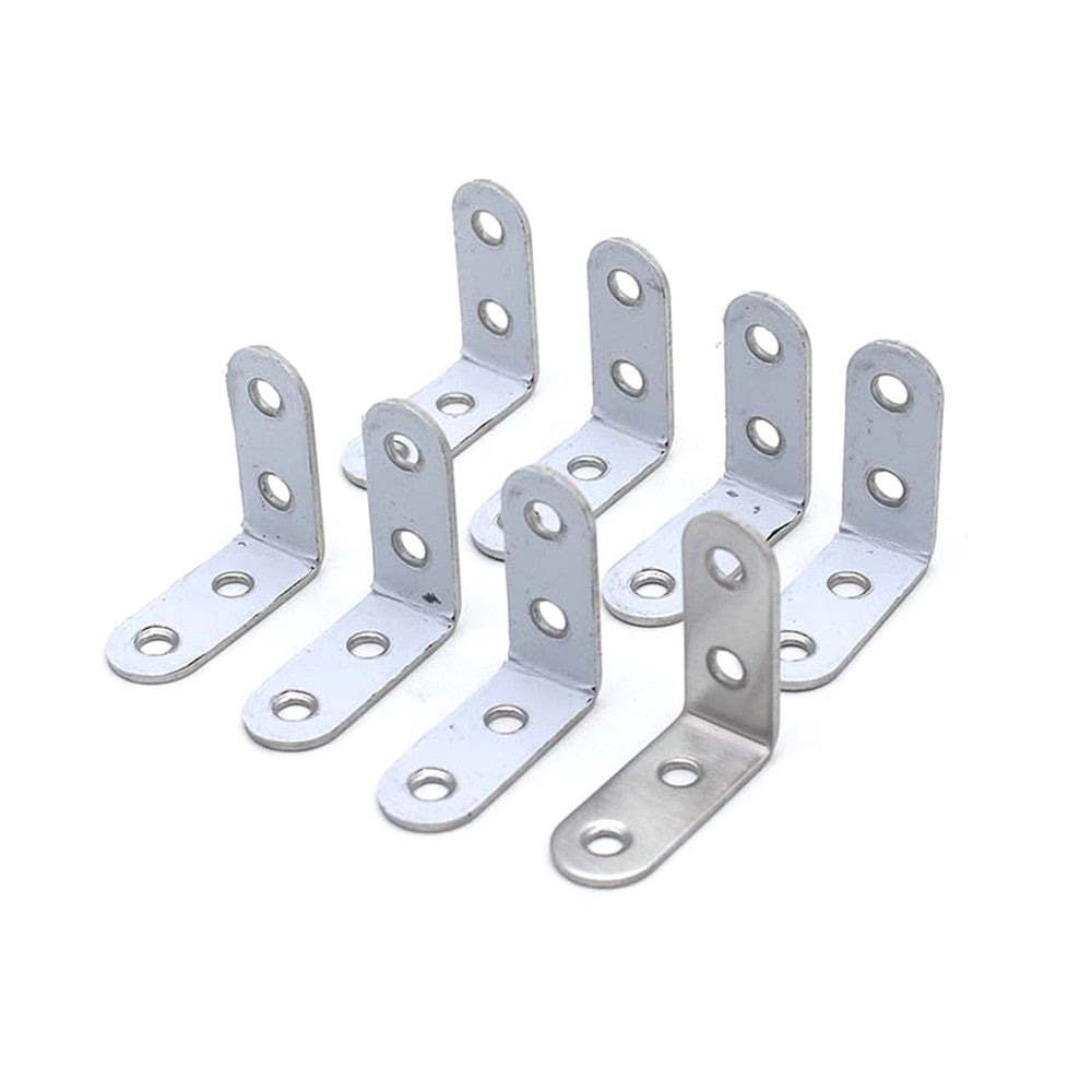 8Pcs Stainless Steel 90 Degree Angle L Shaped Shelf Bracket Corner Brace Right Angle Fastener with Screws - 8Pcs