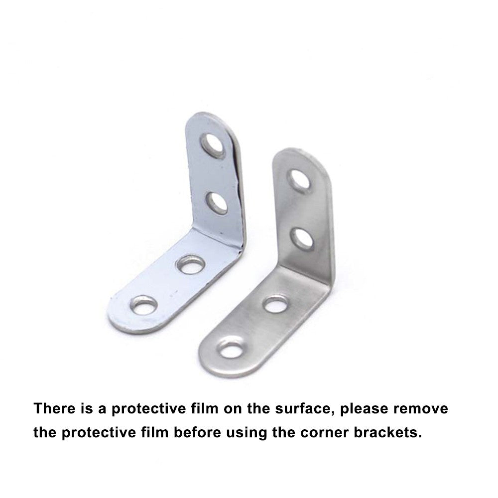 8Pcs Stainless Steel 90 Degree Angle L Shaped Shelf Bracket Corner Brace Right Angle Fastener with Screws - 8Pcs