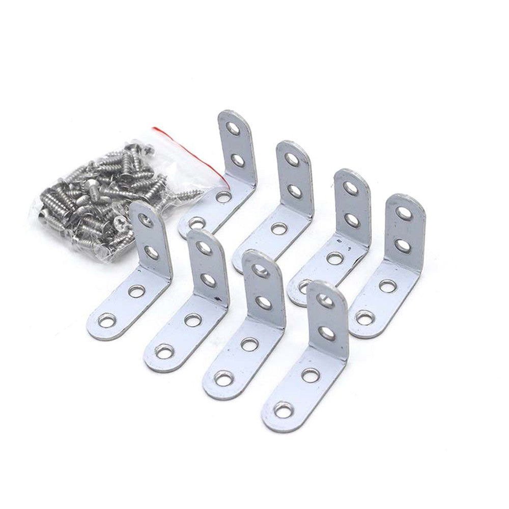 8Pcs Stainless Steel 90 Degree Angle L Shaped Shelf Bracket Corner Brace Right Angle Fastener with Screws - 4Pcs