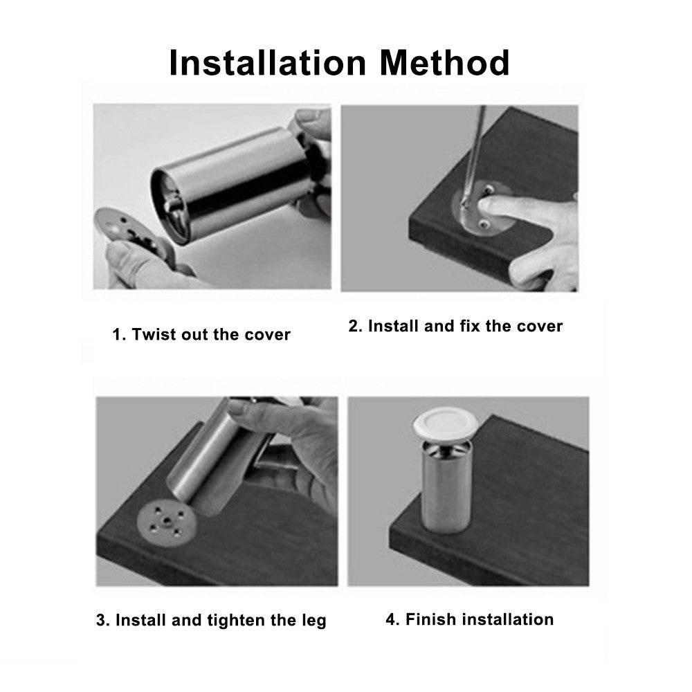 Stainless Steel Furniture Legs Adjustable Height Cabinet Legs Worktop TV Desk Table Sofa Feet - 80mm