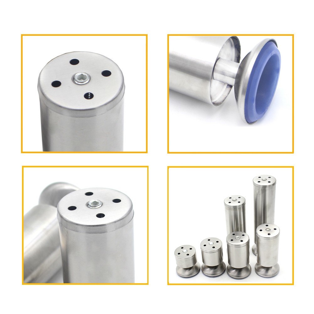 Stainless Steel Furniture Legs Adjustable Height Cabinet Legs Worktop TV Desk Table Sofa Feet - 100mm