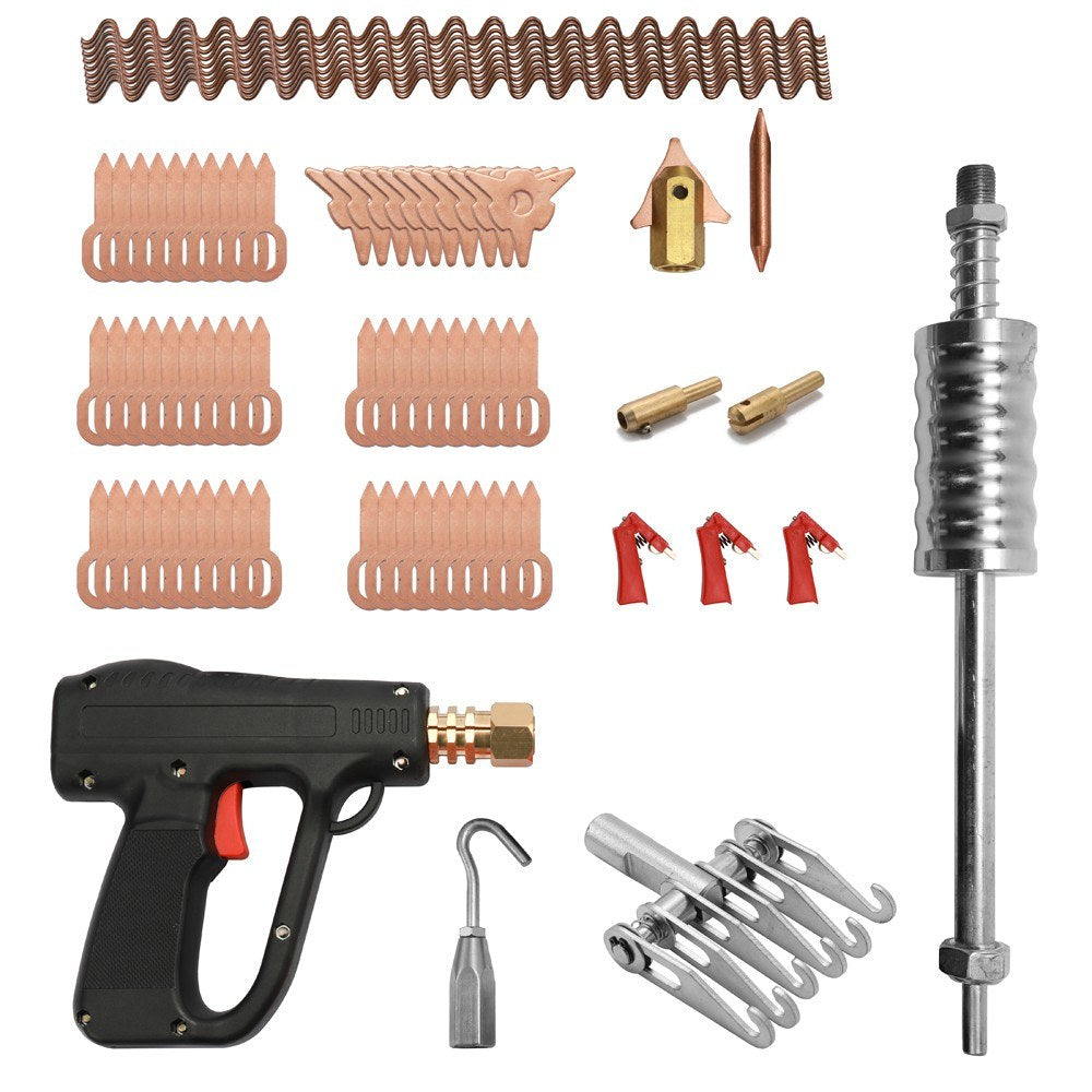 81Pcs Dent Puller Kit Car Body Repairing Tool Set Spot Welding Electrodes Spotter Welder Straightenging Dents Remover