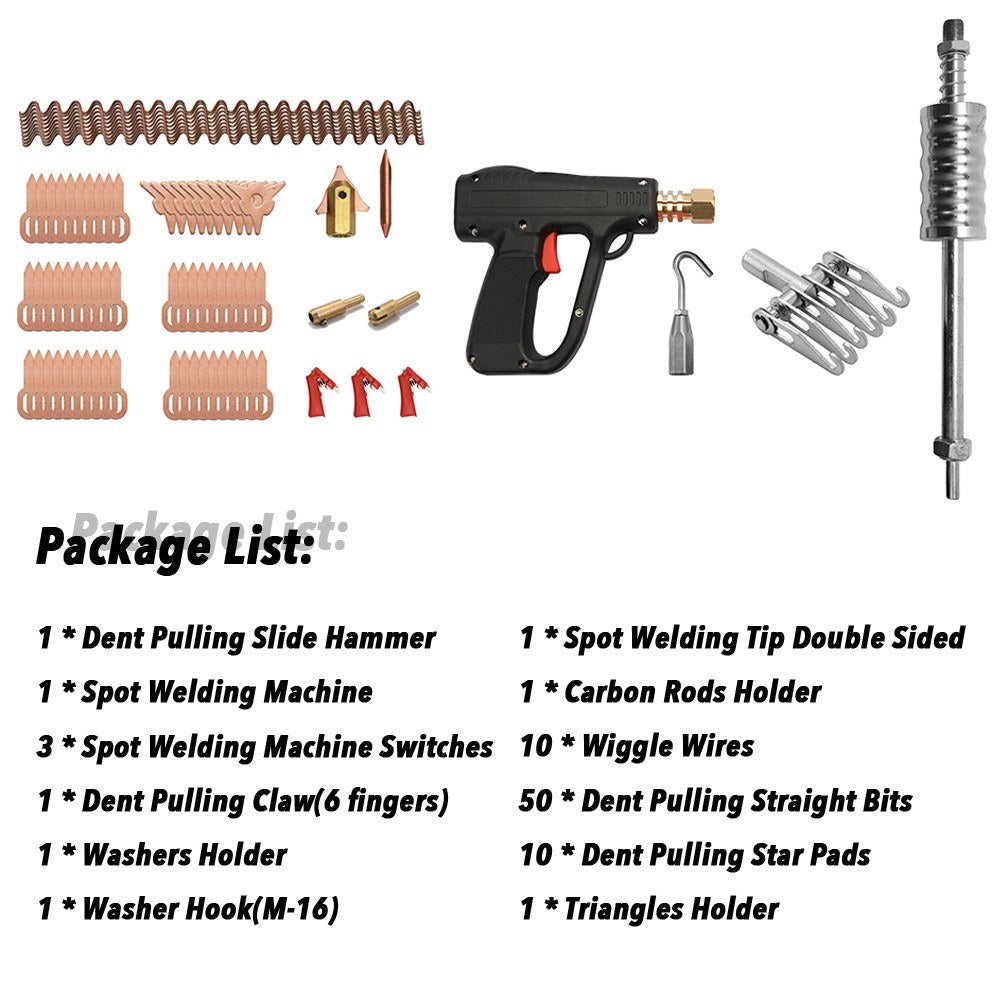 81Pcs Dent Puller Kit Car Body Repairing Tool Set Spot Welding Electrodes Spotter Welder Straightenging Dents Remover