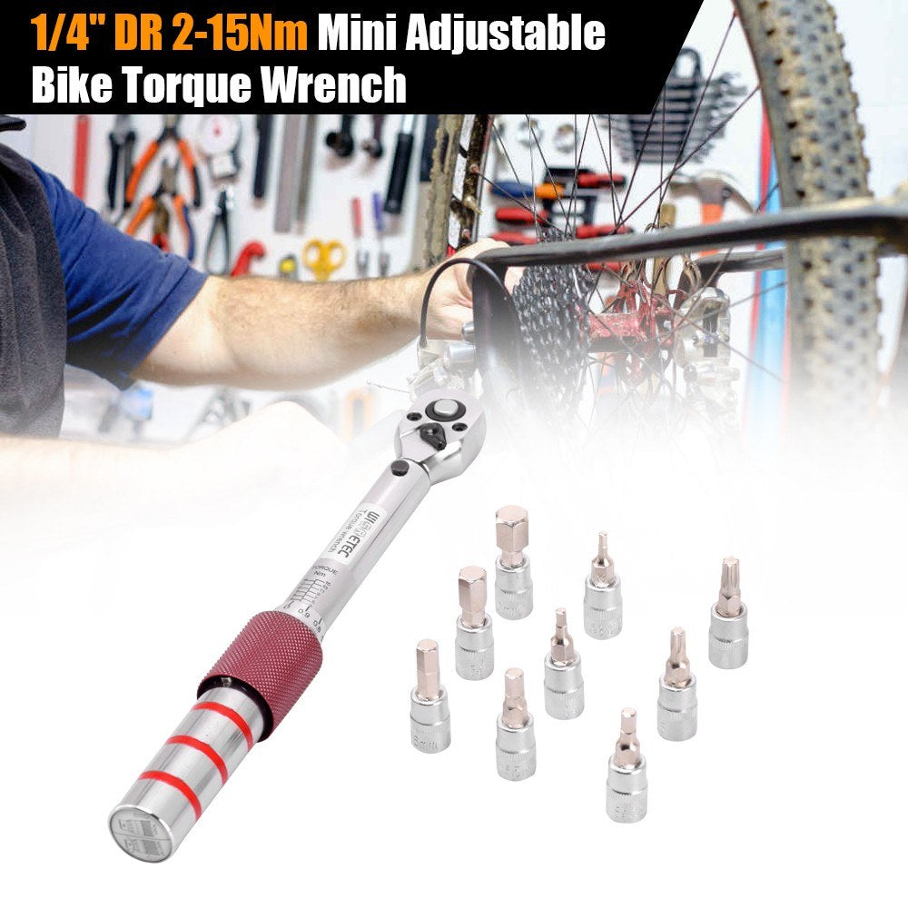 DR 2-15Nm Mini Adjustable Bike Torque Wrench Set Bicycle Repair Tool Kit Torque Spanner