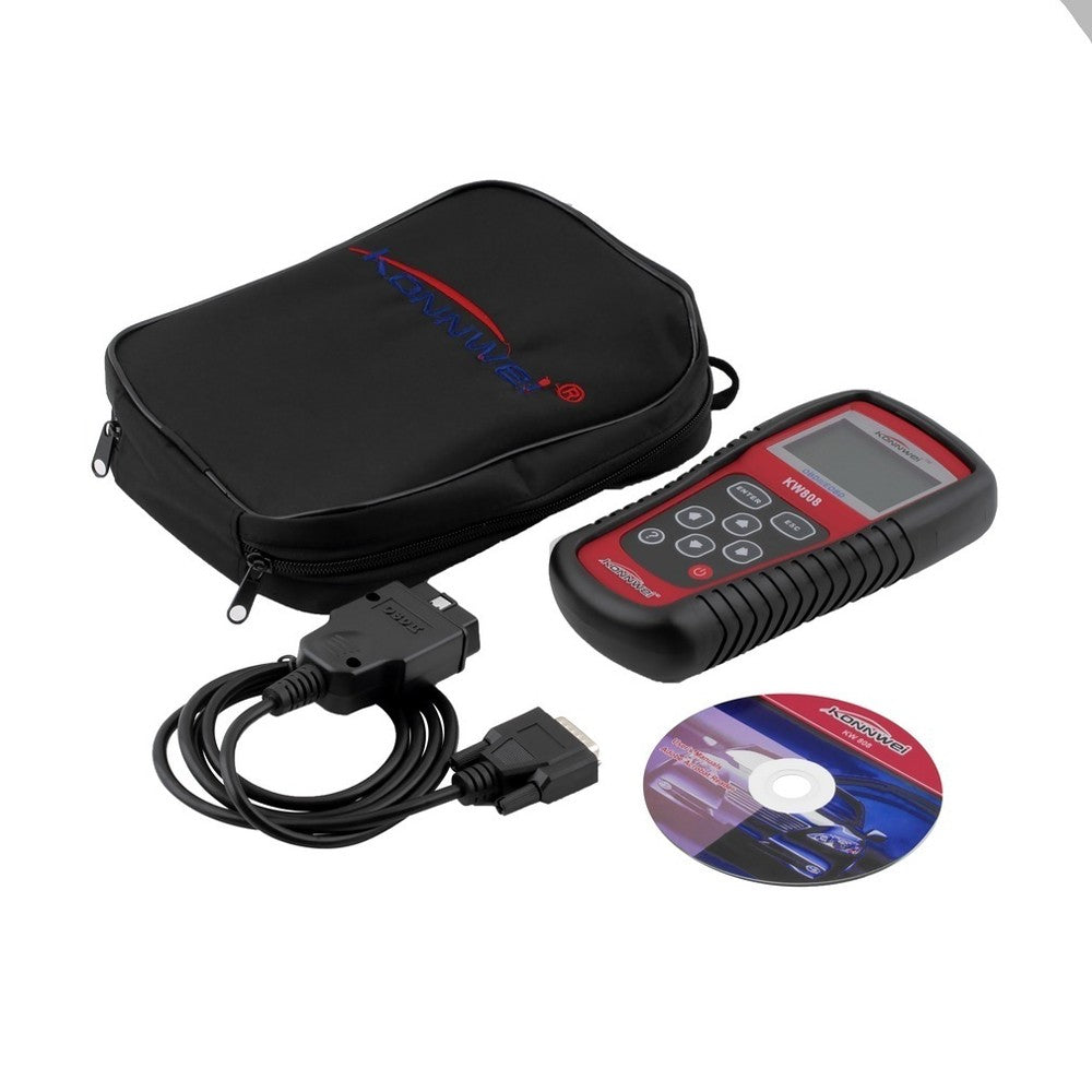 KW808 OBDII / EOBD Auto Engine Fault Diagnostic Scanner Code Reader Work for US/Asian/European Vehicles - Red/Black