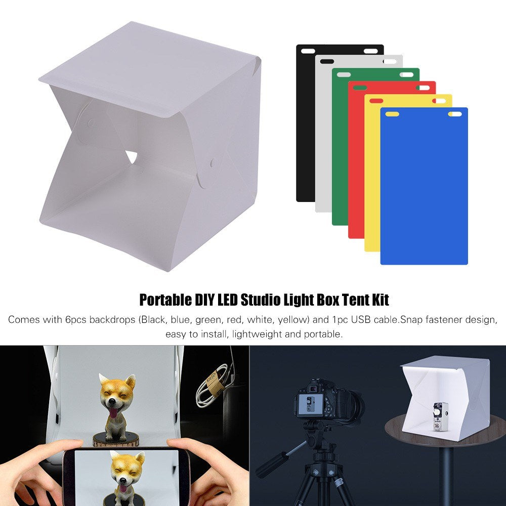 Portable DIY LED Studio Light Box Tent Kit Softbox 6500K + 6 Backdrops