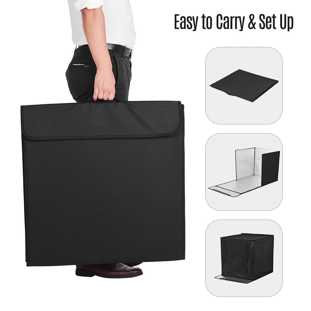 Shooting Tent kit Photo Box 24*24*24 Inch Adjustable Brightness Table Top Photography Light Box - EU Plug