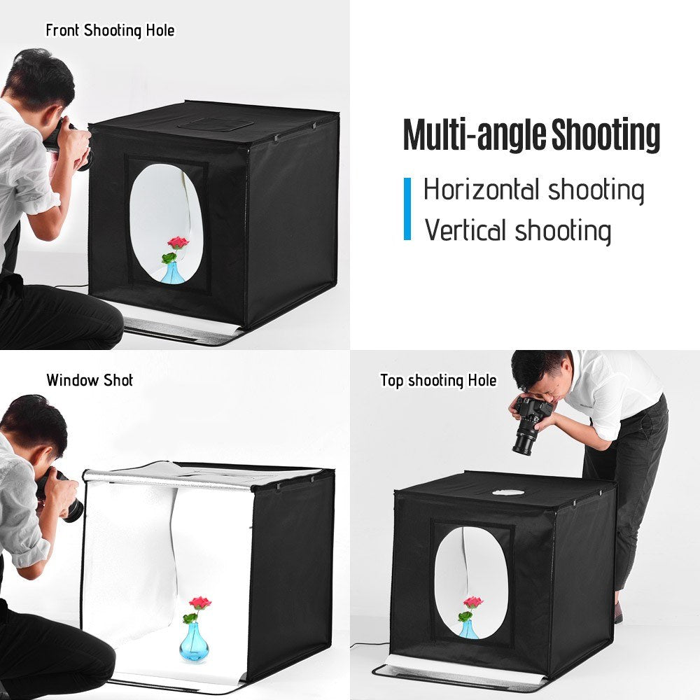 Shooting Tent kit Photo Box 24*24*24 Inch Adjustable Brightness Table Top Photography Light Box - EU Plug