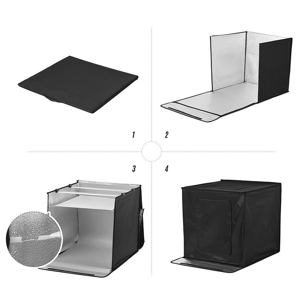 Shooting Tent kit Photo Box 24*24*24 Inch Adjustable Brightness Table Top Photography Light Box - UK Plug