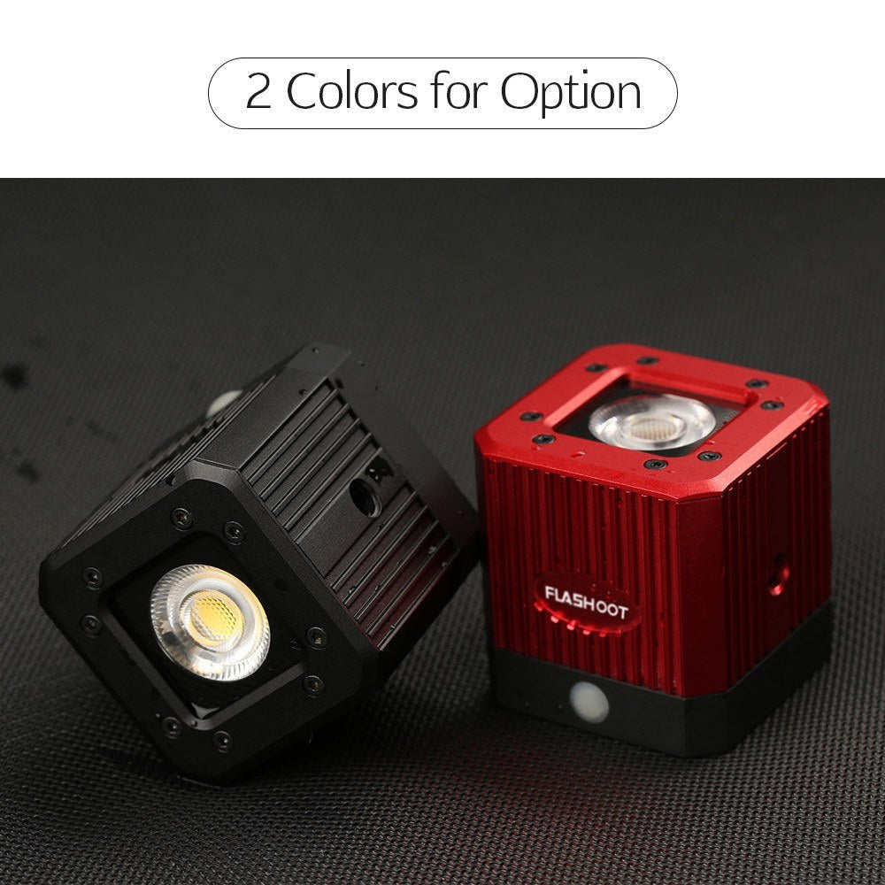 Waterproof Aluminum Alloy Cube LED Video Light 5600K Diving Fill Light Strobe Flash with 1/4 Inch Screw Hole - Black