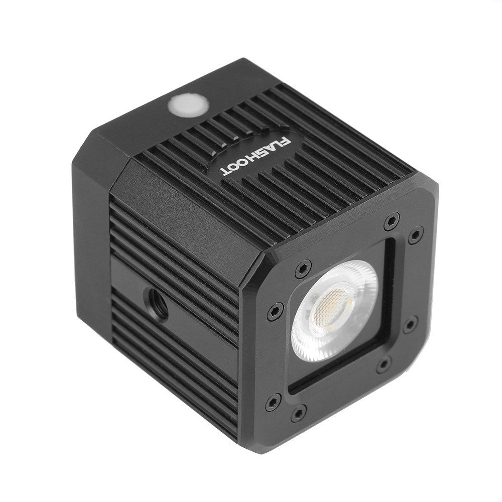 Waterproof Aluminum Alloy Cube LED Video Light 5600K Diving Fill Light Strobe Flash with 1/4 Inch Screw Hole - Black