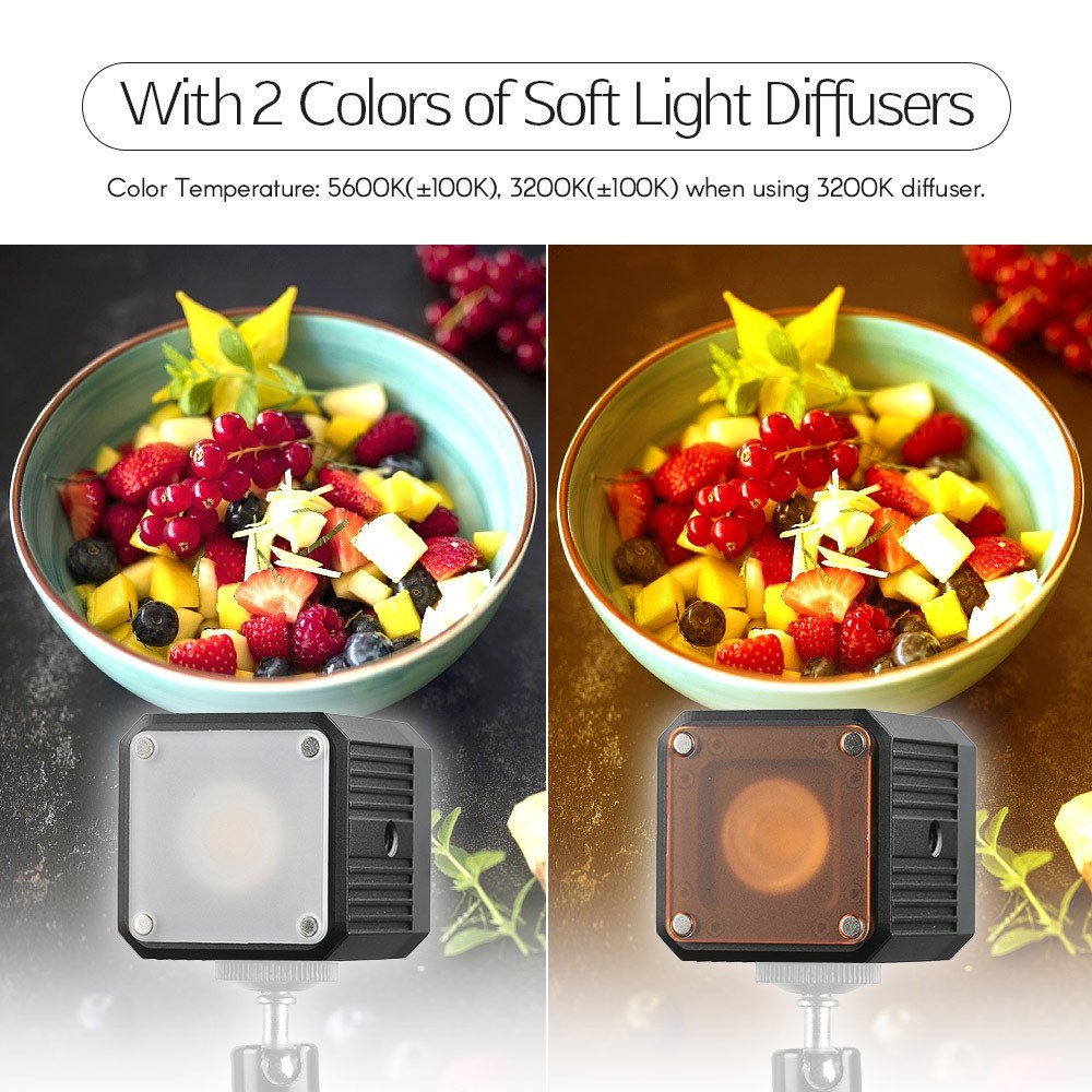 Waterproof Aluminum Alloy Cube LED Video Light 5600K Diving Fill Light Strobe Flash with 1/4 Inch Screw Hole - Red